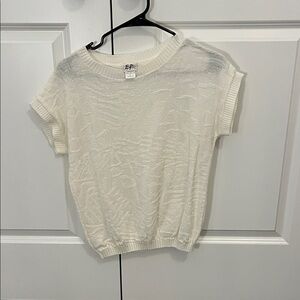 Cream Textured Short Sleeve Top